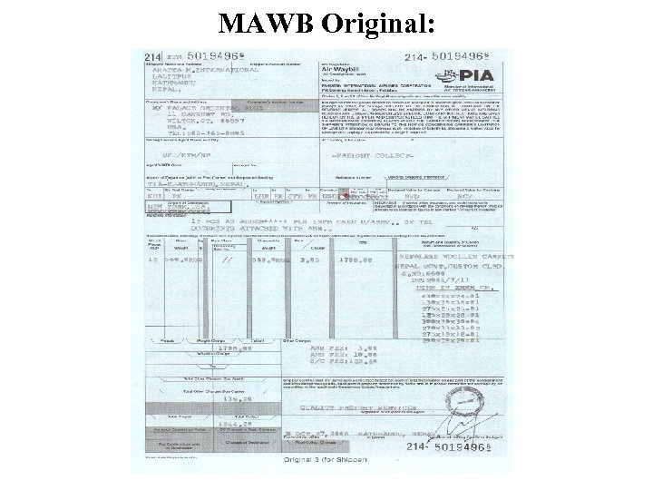 MAWB Original: 