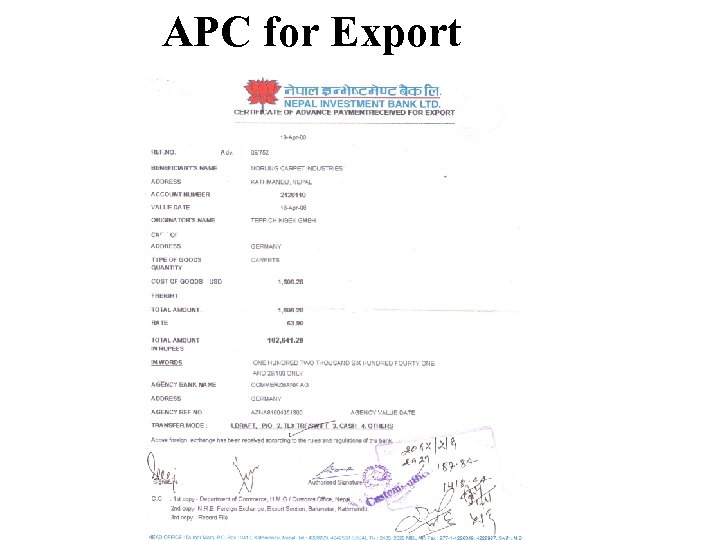 APC for Export 
