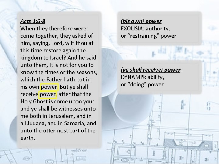 Acts 1: 6 -8 When they therefore were come together, they asked of him,