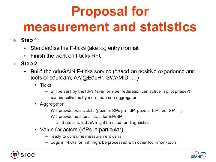 Proposal for measurement and statistics v v Step 1: w Standardise the F-ticks (aka
