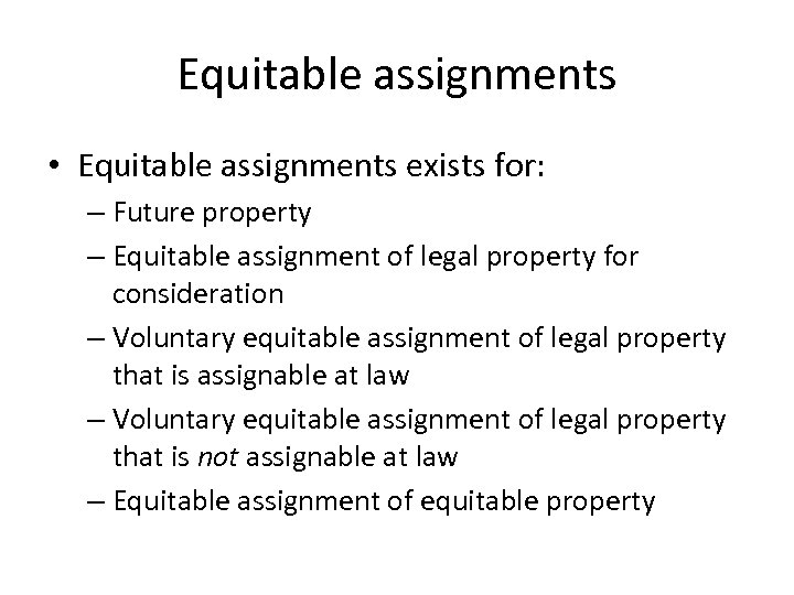 what does equitable assignment mean