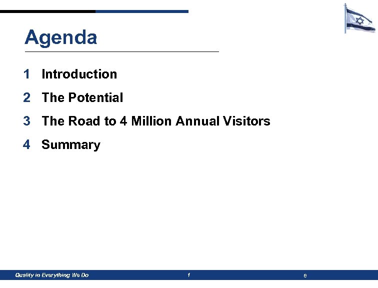 Agenda 1 Introduction 2 The Potential 3 The Road to 4 Million Annual Visitors