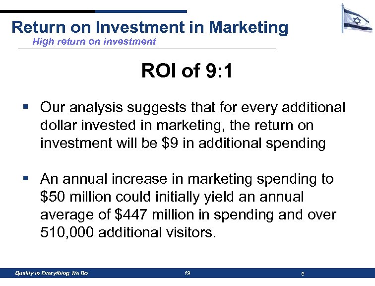 Return on Investment in Marketing High return on investment ROI of 9: 1 §