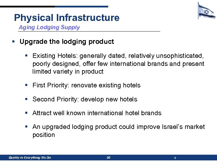 Physical Infrastructure Aging Lodging Supply § Upgrade the lodging product § Existing Hotels: generally