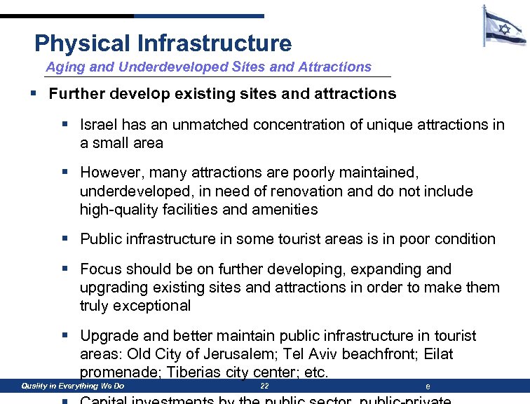 Physical Infrastructure Aging and Underdeveloped Sites and Attractions § Further develop existing sites and