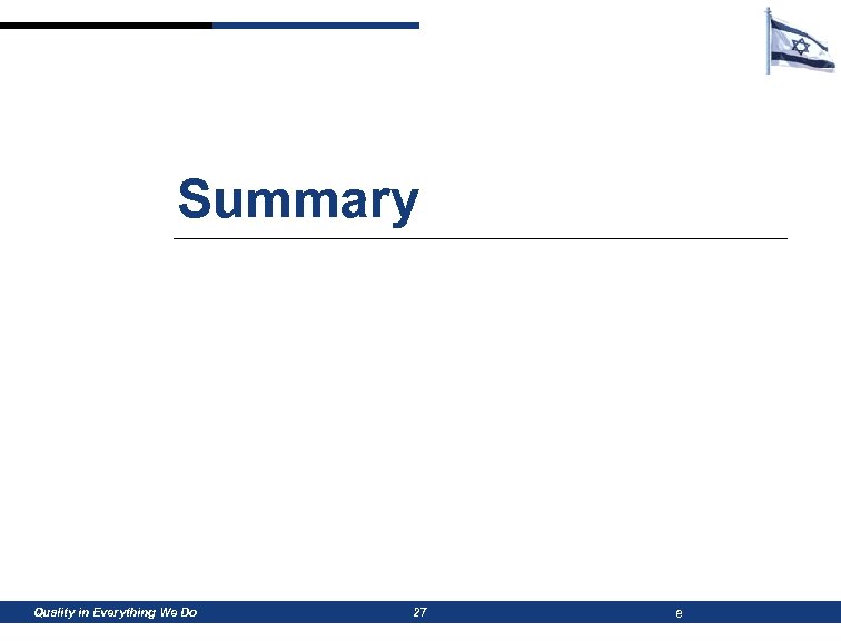 Summary Quality in Everything We Do 27 e 