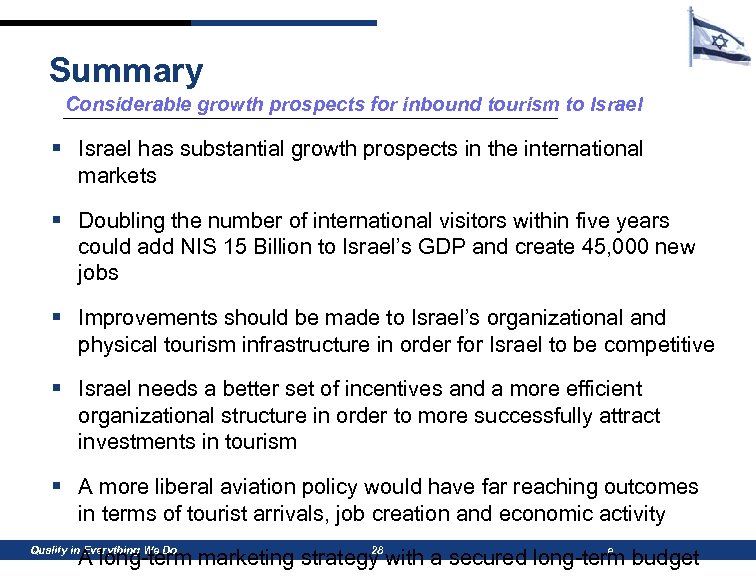 Summary Considerable growth prospects for inbound tourism to Israel § Israel has substantial growth