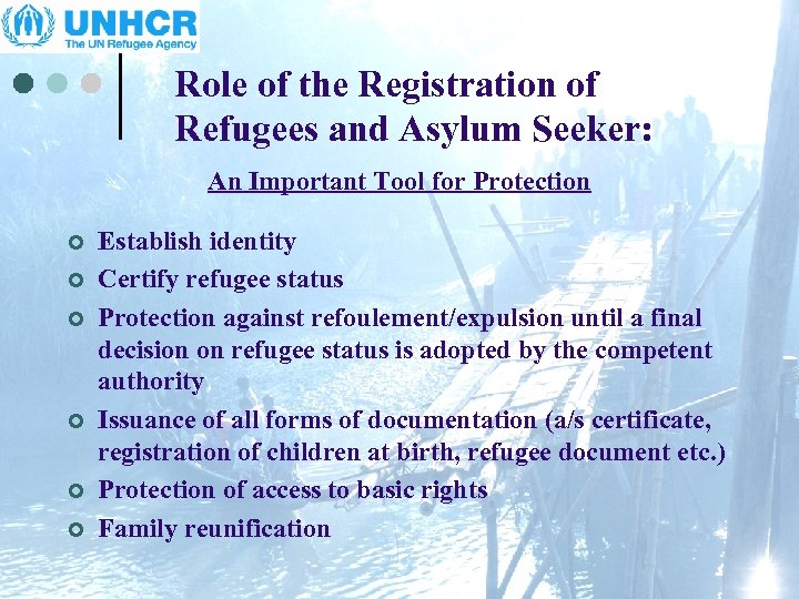 Role of the Registration of Refugees and Asylum Seeker: An Important Tool for Protection
