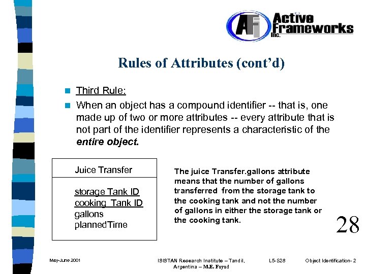 Rules of Attributes (cont’d) Third Rule: n When an object has a compound identifier