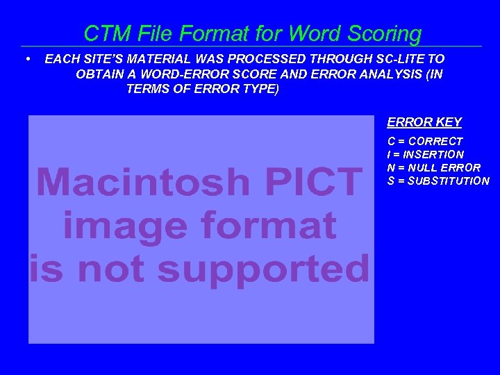 CTM File Format for Word Scoring • EACH SITE’S MATERIAL WAS PROCESSED THROUGH SC-LITE