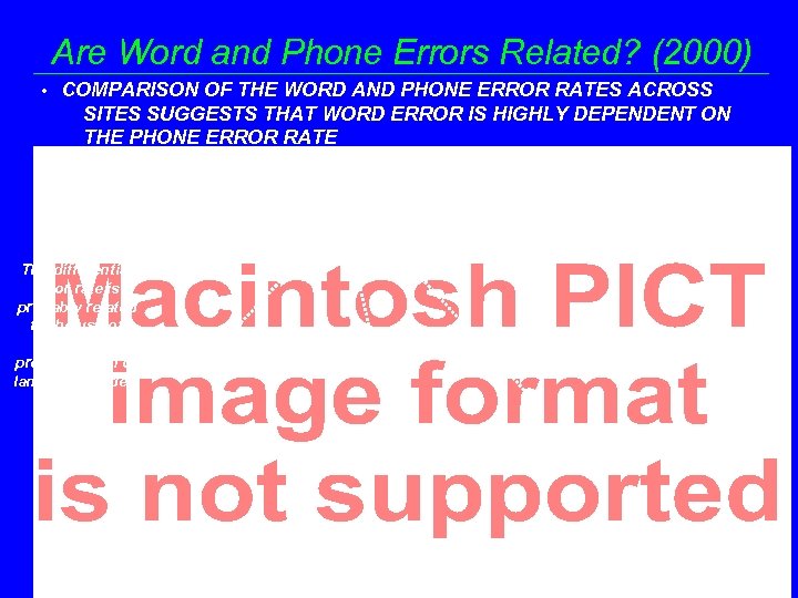 Are Word and Phone Errors Related? (2000) • COMPARISON OF THE WORD AND PHONE