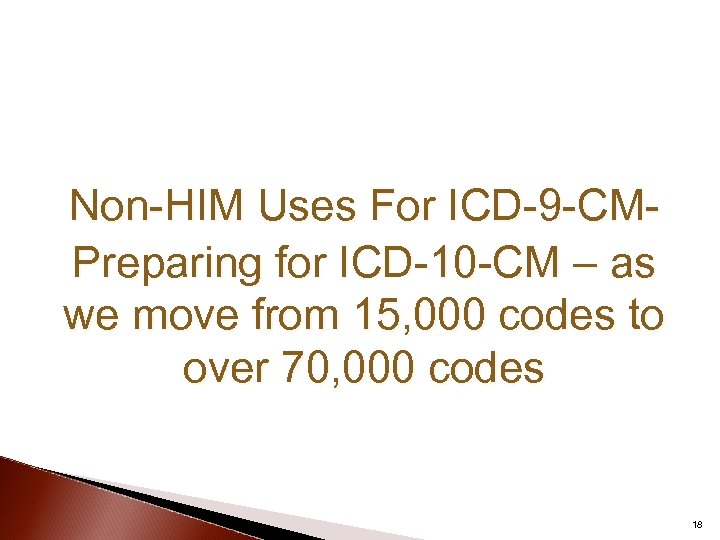 Non-HIM Uses For ICD-9 -CMPreparing for ICD-10 -CM – as we move from 15,