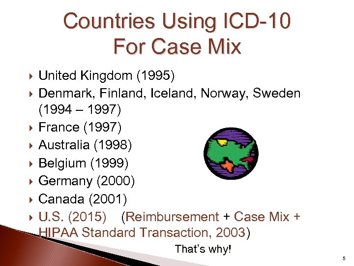 Countries Using ICD-10 For Case Mix United Kingdom (1995) Denmark, Finland, Iceland, Norway, Sweden