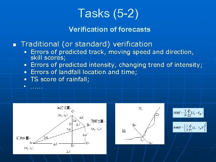 Tasks (5 -2) Verification of forecasts n Traditional (or standard) verification • Errors of