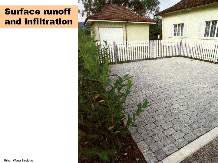 Surface runoff and infiltration Urban Water Systems 10 Urban drainage 28 