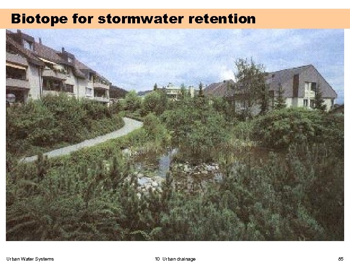 Biotope for stormwater retention Urban Water Systems 10 Urban drainage 85 
