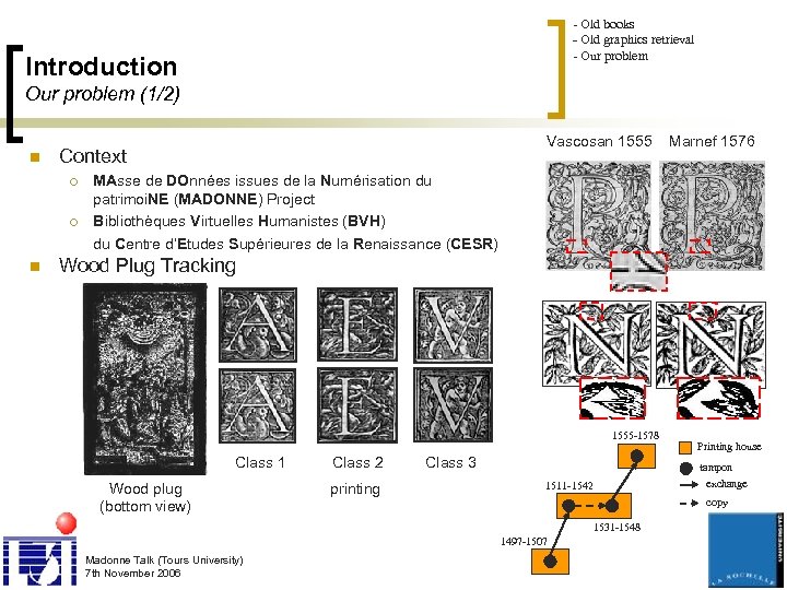 - Old books - Old graphics retrieval - Our problem Introduction Our problem (1/2)