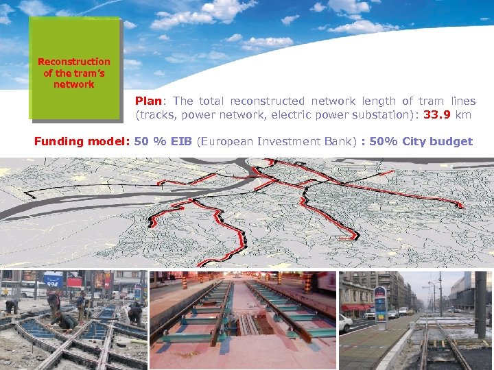Reconstruction of the tram’s network Plan: The total reconstructed network length of tram lines