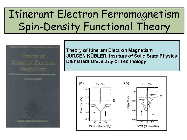 Itinerant Electron Ferromagnetism Spin-Density Functional Theory of Itinerant Electron Magnetism JÜRGEN KÜBLER, Institute of