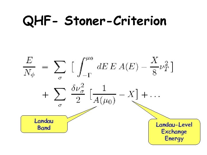 QHF- Stoner-Criterion Landau Band Landau-Level Exchange Energy 