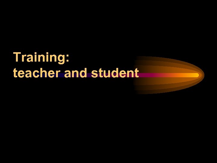 Training: teacher and student 