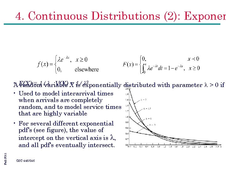 4. Continuous Distributions (2): Exponen 2 • E(X) = 1/ V(X) X 1/exponentially distributed