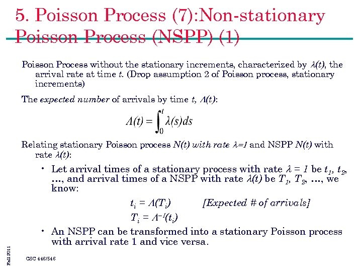 5. Poisson Process (7): Non-stationary Poisson Process (NSPP) (1) Poisson Process without the stationary