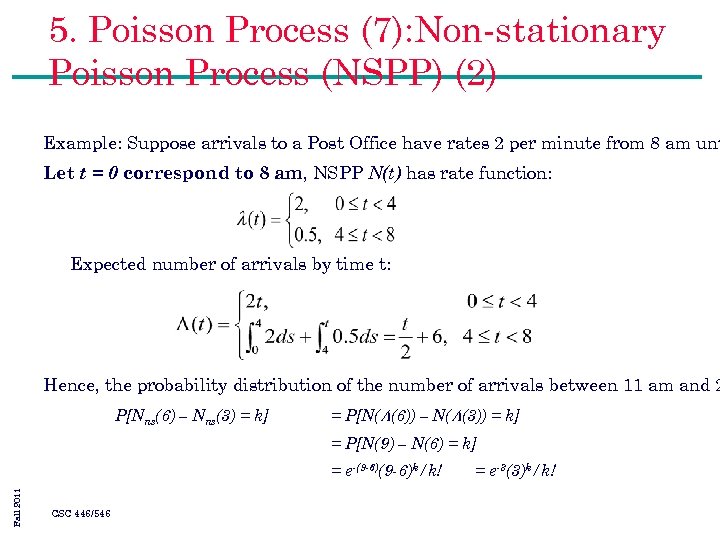 5. Poisson Process (7): Non-stationary Poisson Process (NSPP) (2) Example: Suppose arrivals to a