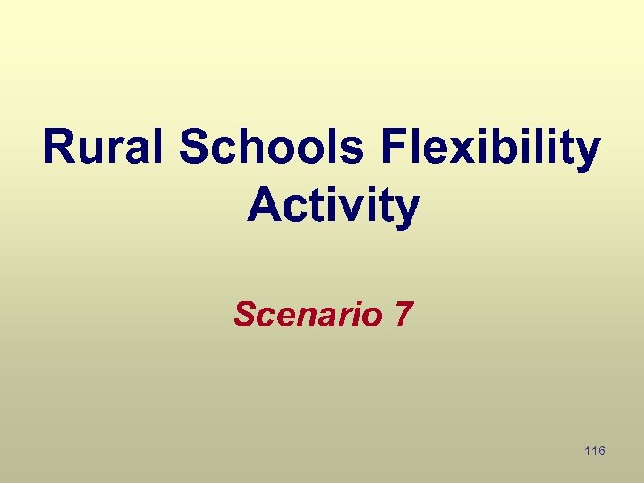 Rural Schools Flexibility Activity Scenario 7 116 