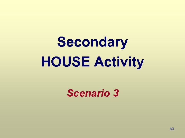 Secondary HOUSE Activity Scenario 3 63 