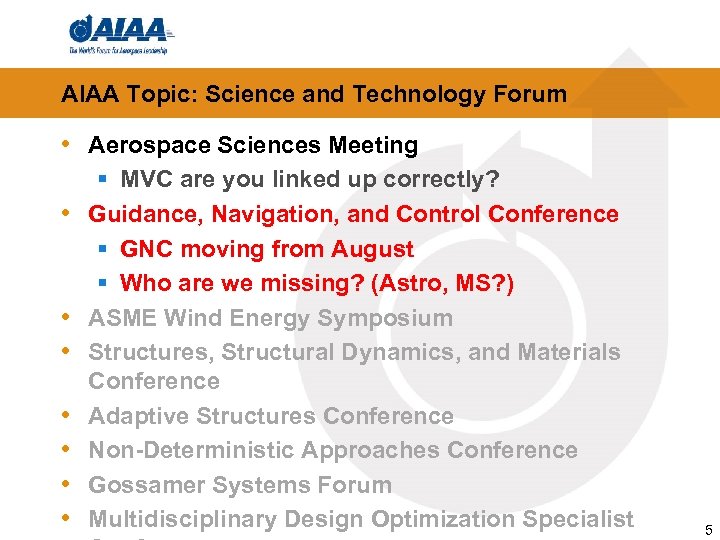 AIAA Topic: Science and Technology Forum • Aerospace Sciences Meeting • • § MVC