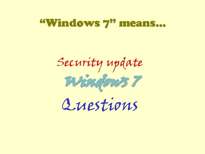 “Windows 7” means… Security update Windows 7 Questions 