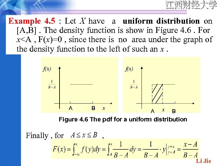 Example 4. 5 : Let X have a uniform distribution on [A, B]. The