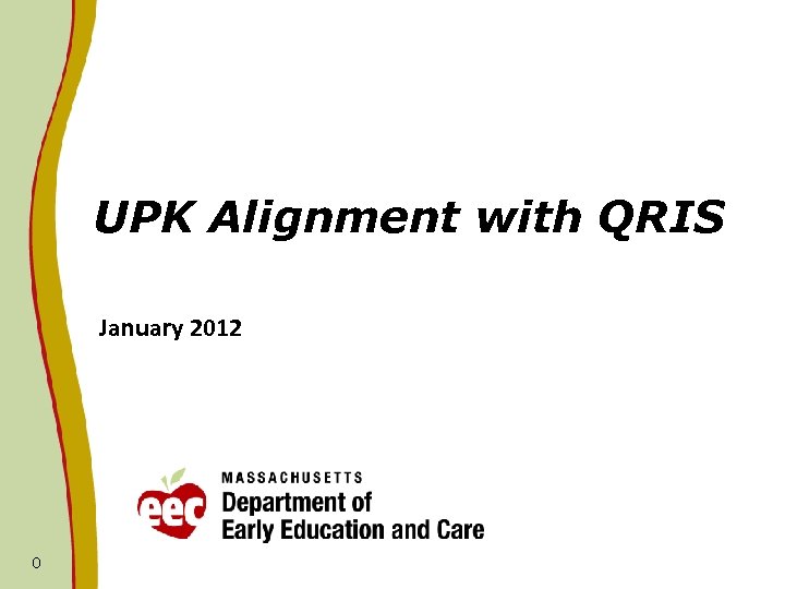UPK Alignment with QRIS January 2012 0 