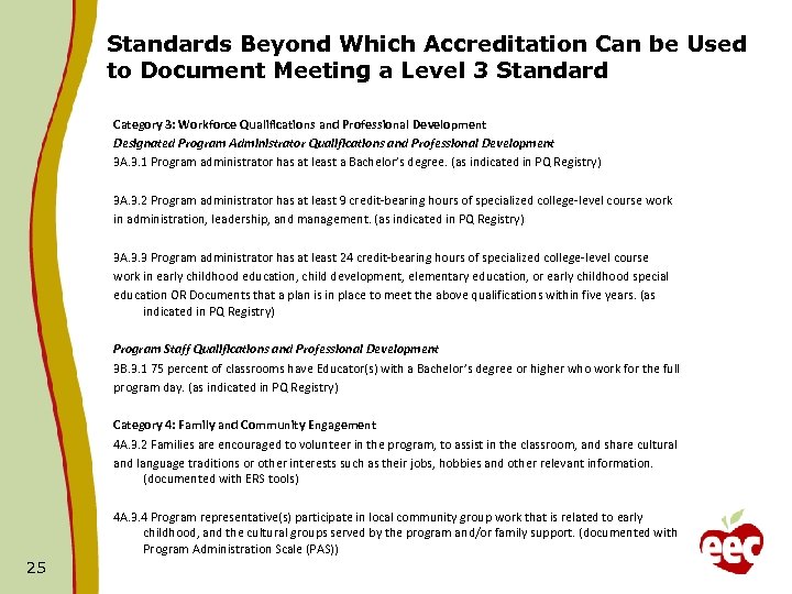 Standards Beyond Which Accreditation Can be Used to Document Meeting a Level 3 Standard