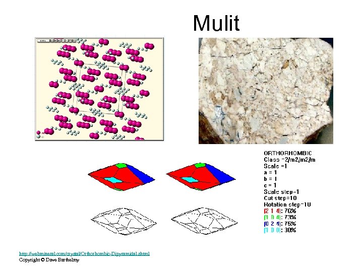 Mulit http: //webmineral. com/crystal/Orthorhombic-Dipyramidal. shtml Copyright © Dave Barthelmy 