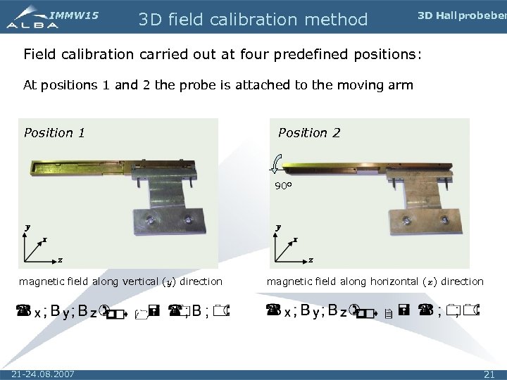 IMMW 15 3 D field calibration method 3 D Hall probe ben Field calibration