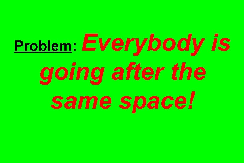 Everybody is going after the same space! Problem: 