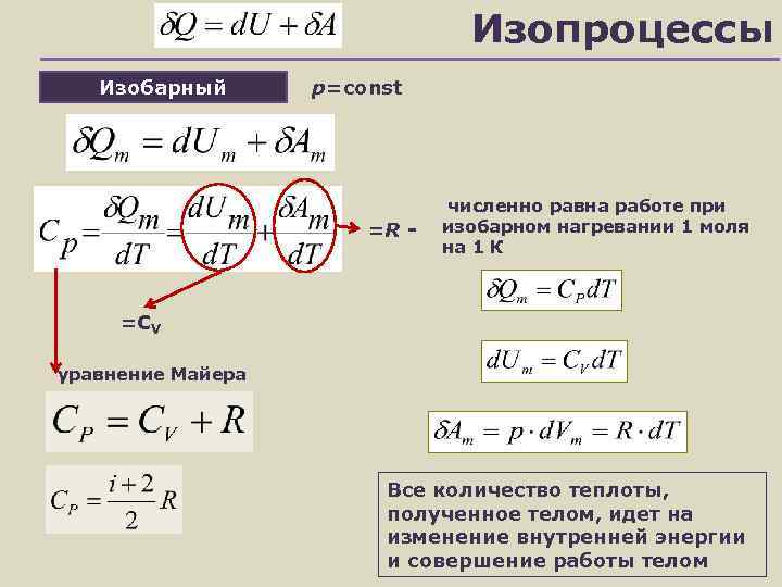 Работа совершаемая газом при изобарном нагревании