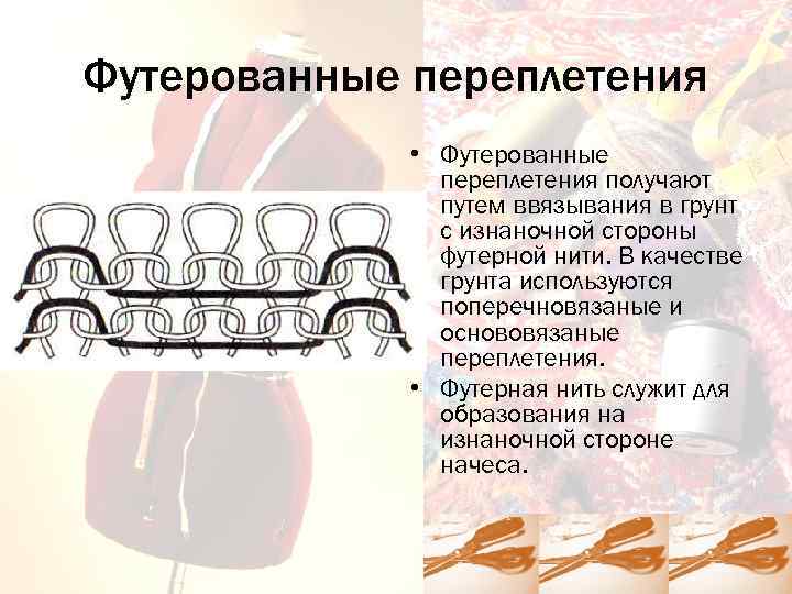 Нити получают путем. Футерованное переплетение. Трикотажное футерованное переплетение. Переплетение футер. Основовязаные футерованные переплетения.