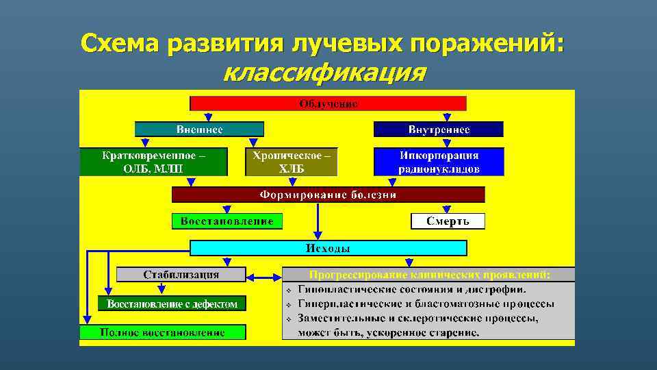 Схема развития лучевых поражений: классификация 