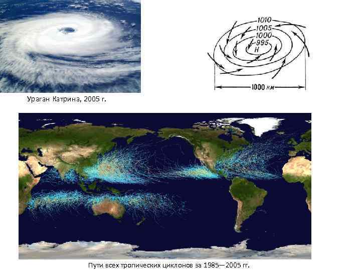 Ураган Катрина, 2005 г. Пути всех тропических циклонов за 1985— 2005 гг. 