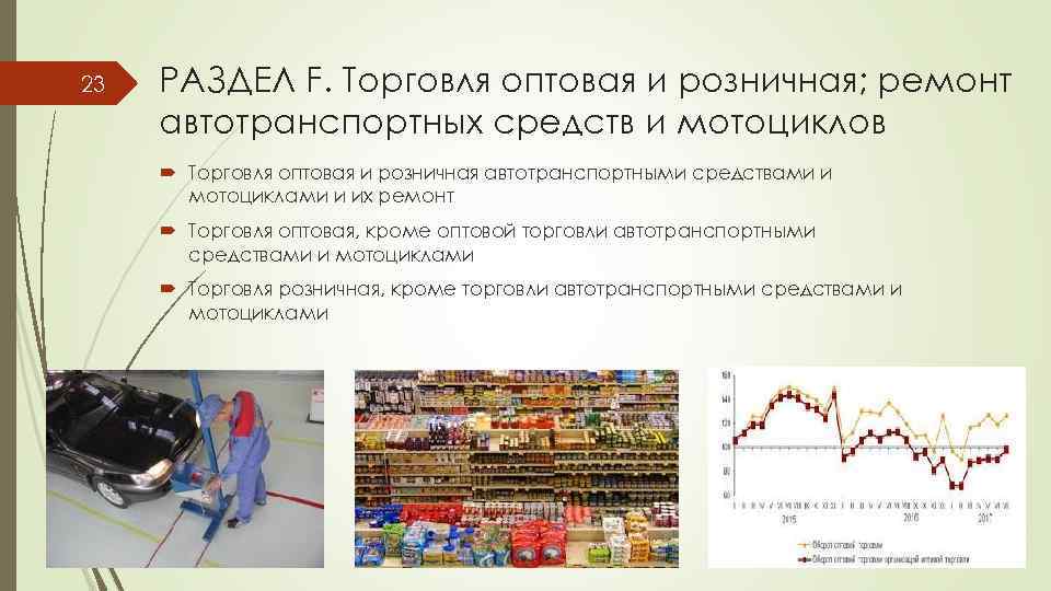 23 РАЗДЕЛ F. Торговля оптовая и розничная; ремонт автотранспортных средств и мотоциклов Торговля оптовая