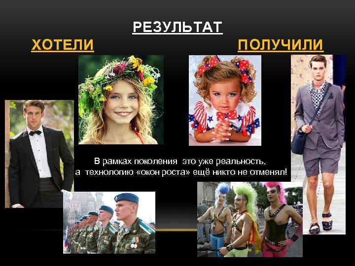 РЕЗУЛЬТАТ ХОТЕЛИ ПОЛУЧИЛИ В рамках поколения это уже реальность, а технологию «окон роста» ещё