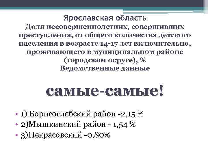Ярославская область Доля несовершеннолетних, совершивших преступления, от общего количества детского населения в возрасте 14