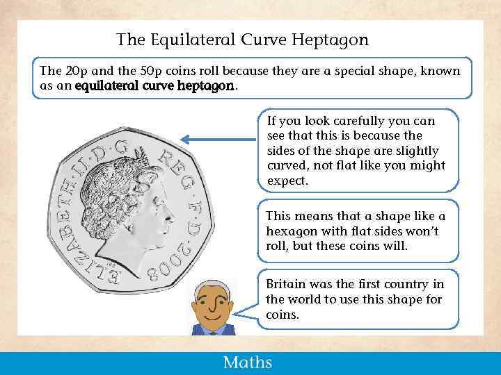 The Equilateral Curve Heptagon The 20 p and the 50 p coins roll because