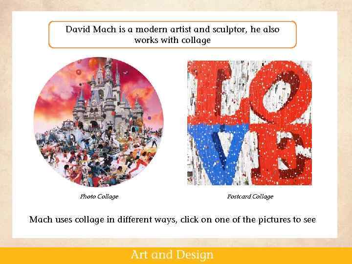 David Mach is a modern artist and sculptor, he also works with collage Photo