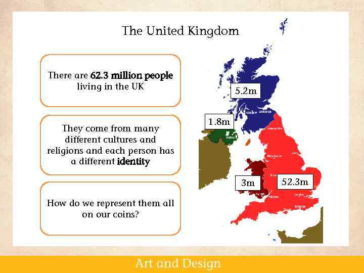 The United Kingdom There are 62. 3 million people living in the UK They