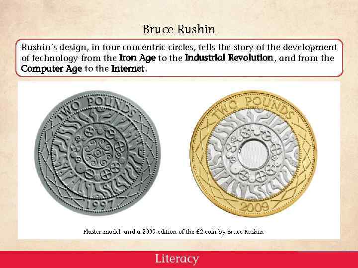 Bruce Rushin’s design, in four concentric circles, tells the story of the development of