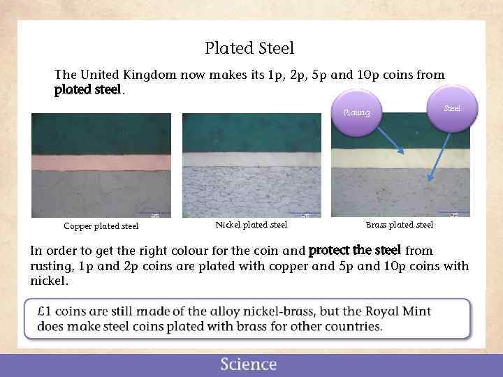 Plated Steel The United Kingdom now makes its 1 p, 2 p, 5 p